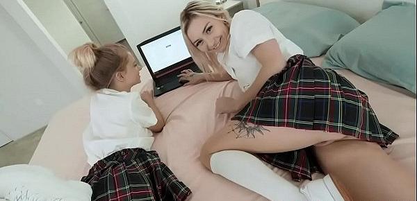  Sexy schoolgirls Chloe Temple and Riley Star spread their legs wide open